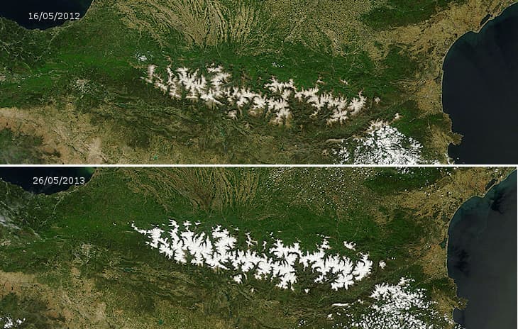 Image d'illustration pour Enneigement des Pyrénées vu du satellite